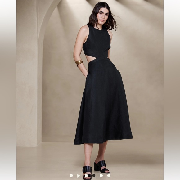 Black linen cutout dress - Picture 2 of 3